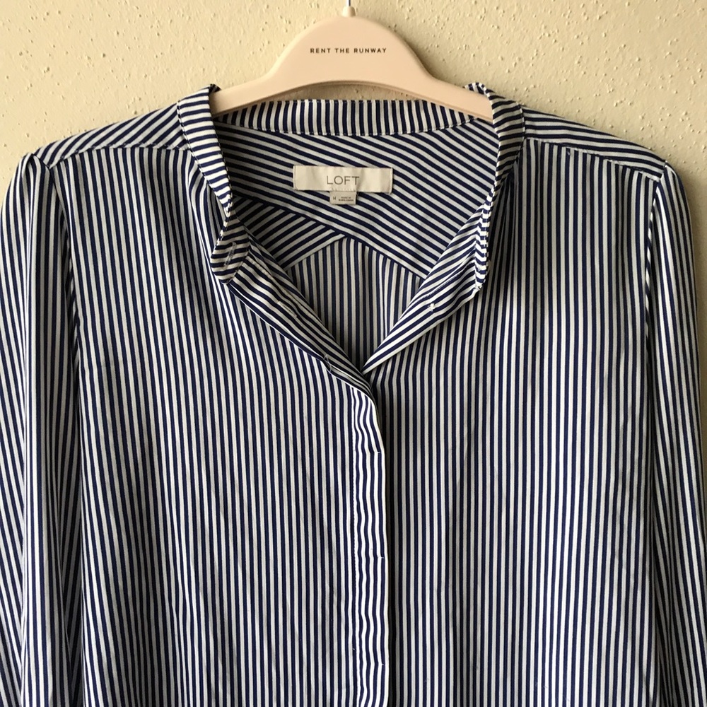 Blue & white striped loft blouse! - Picture 2 of 3